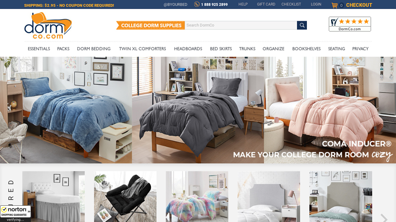 Dorm Co - College Dorm Supplies, Dorm Bedding, College Comforters, College Trunks, Dorm Furniture, College Bedding, Twin XL Bedding, Twin XL Sheets, College Dorm Essentials, Dorm Comforters, Dorm Room Rugs, Twin XL Comforter, Dorm Stuff, Dorm Decor and Cheap College Dorm Products all Ship for just $2.95!