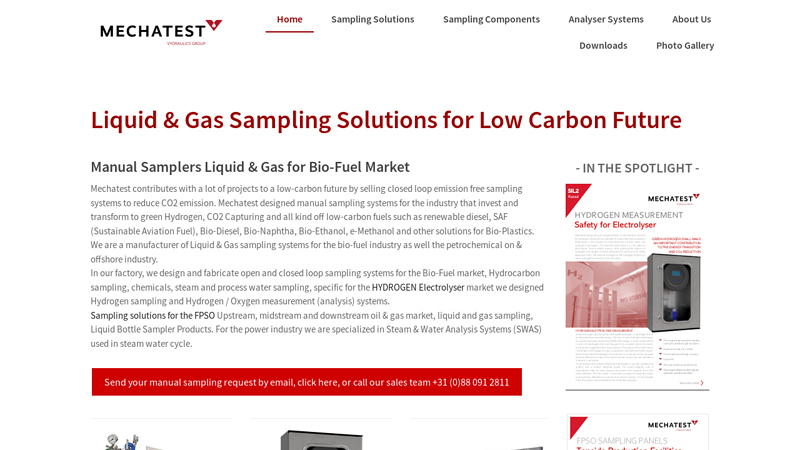 MECHATEST LIQUID SAMPLING AND GAS SAMPLING SYSTEMS FOR BIO-FUELS MARKET - Mechatest Liquid and Gas Sampling Solutions