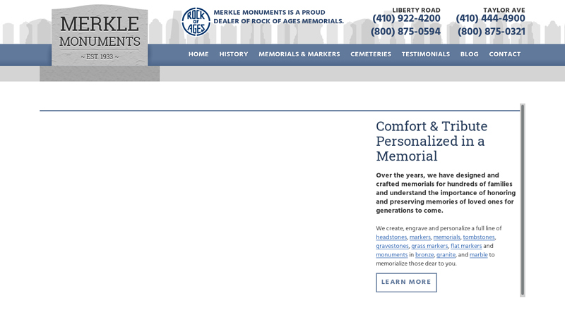 Memorials, Monuments, Metal Plaques in MD - Merkle Monuments - Merkle Monuments