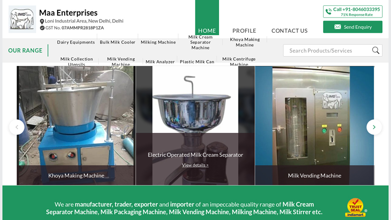 Dairy Equipments and Bulk Milk Cooler Manufacturer | Maa Enterprises, New Delhi