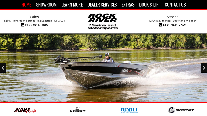 Rock River Marina is located in Edgerton, WI. | New and Used Inventory for Sale | Alumacraft, Arctic Cat, Evinrude, Mercury Marine, Yamaha, and Weldcraft models. Come by today or call us at P